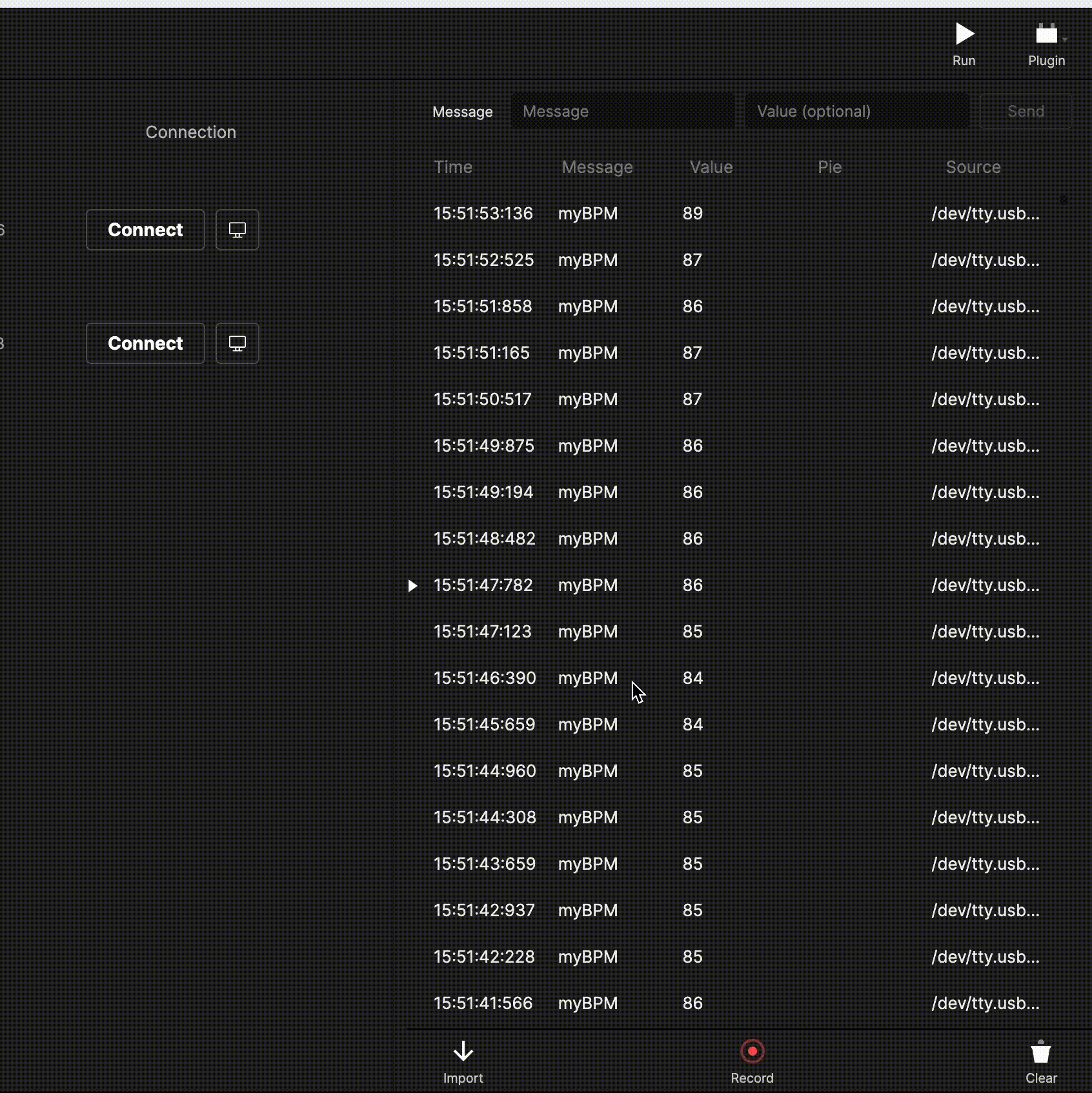 In ProtoPie Connect, I had to make sure the BPM data was being read as a value instead of a message.
